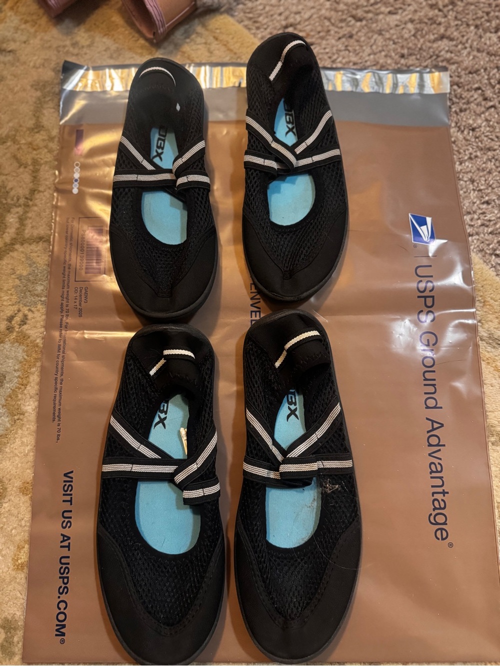 Youth Black Mesh Mary Jane Water Shoes with Blue Insole
